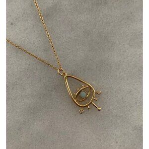 Gold Vintage Style Star Burst Evil Eye Pendant Necklace Brand New